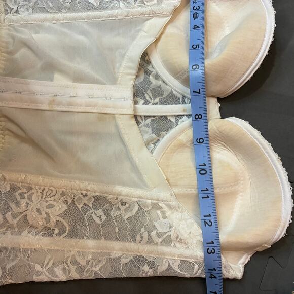 Women lace bustier top medium white Boned Corset steampunk coquette fairy goth - Picture 7 of 8